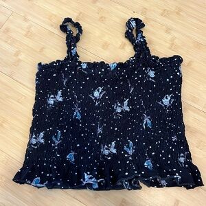 Lucky brand black and blue smocked top